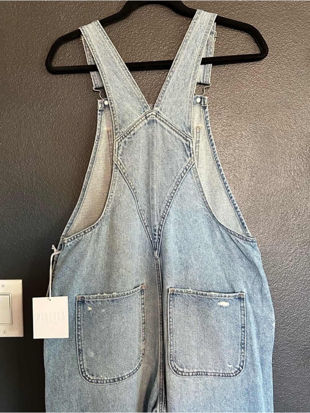 Pistola Arden Aloha Denim Overalls Size 26 Wide Leg Utility Double Panel Legs - Picture 7 of 9